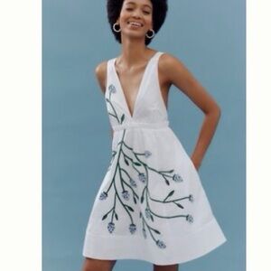 Maeve Cotton Sleeveless V-Neck Mini Babydoll Strawberry Dress